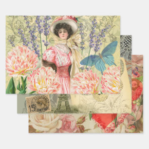 Rosa viktorianische Frau im Regency-Stil Geschenkpapier Set