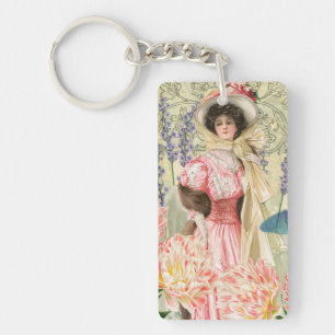 Rosa viktorianische Frau im Regency-Stil Schlüsselanhänger