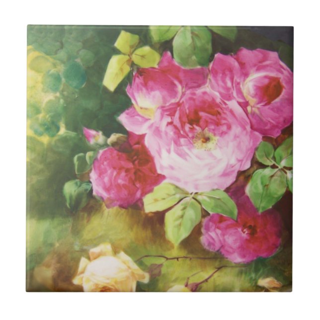 Rosa viktorianische Rose Fliese (Vorderseite)