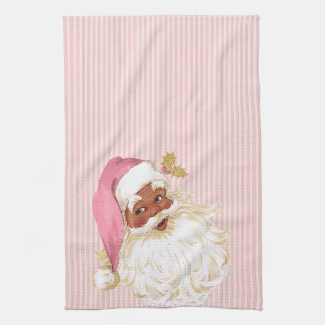 Rosa viktorianischer Weihnachtsmann farbiger Herku Geschirrtuch (Vertikal)