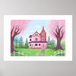 Rosa Viktorianisches Haus Extra Großdruck Poster