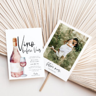 Rosa Vino vor Vows Foto Brautparty Einladung