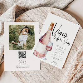 Rosa Vino vor Vows Qr Code Foto Brautparty Einladung
