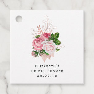 Rosa Vintag Chic Floral und Damask Geschenkanhänger