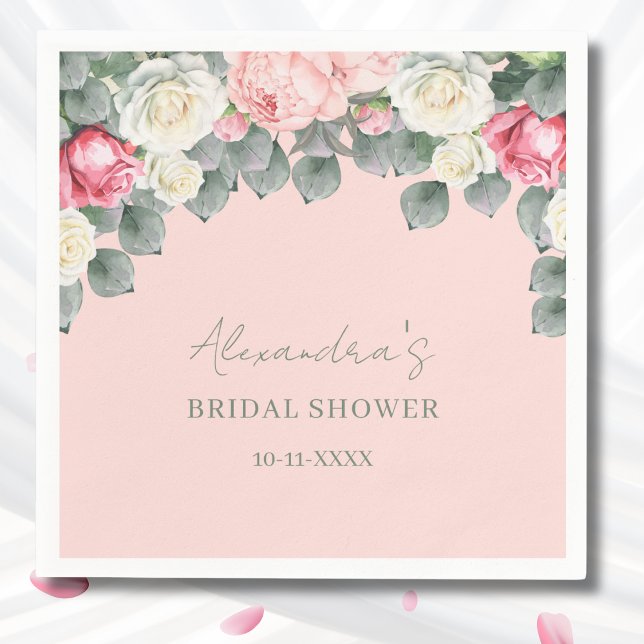 Rosa Vintag Garden Rose Brautparty Serviette (Von Creator hochgeladen)