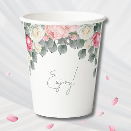 Rosa Vintag Gartenanlage Rose Brautparty Pappbecher