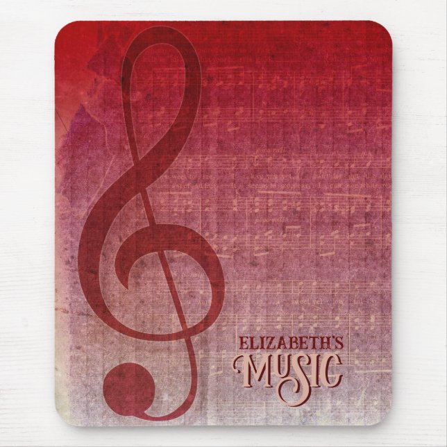 Rosa Vintag Grunge Clef Symbol Music Sheet Mousepad (Vorne)