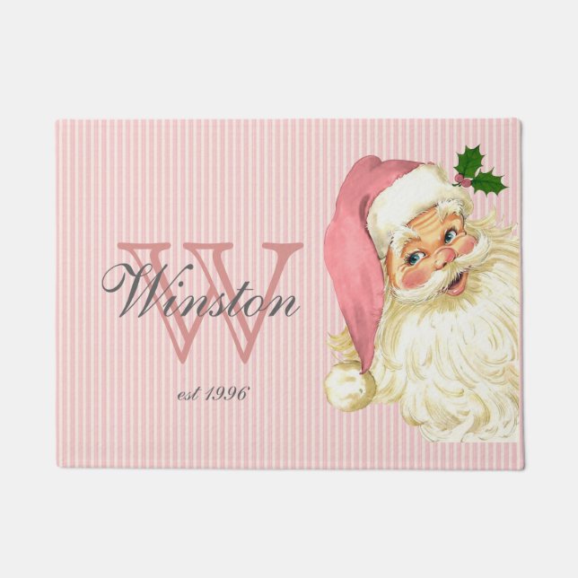 Rosa Vintag Viktorianische Santa Claus Monogram Fußmatte (Vorderseite)