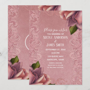 Rosa Vintage antike Dusty Rose Elegante Hochzeit Einladung