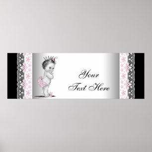 Rosa Vintage Baby Mädchen Prinzessin Poster