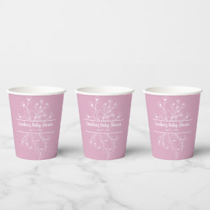 Rosa Vintage Babydusche Pappbecher