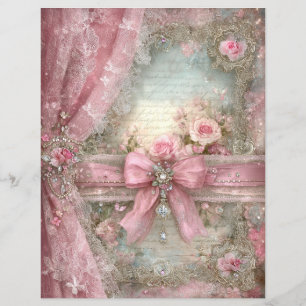 Rosa Vintage-Band Junk Journal Scrapbook Papier