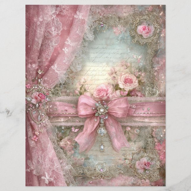 Rosa Vintage-Band Junk Journal Scrapbook Papier (Vorderseite)
