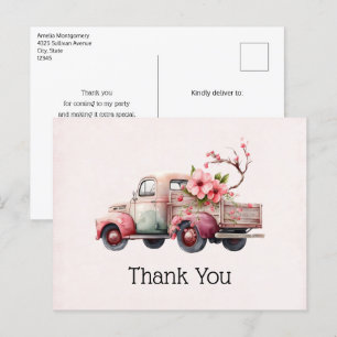 Rosa Vintage-Bauer-Lieferwagen Postkarte