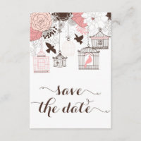 Rosa Vintage Birdcchés Save the Date florale