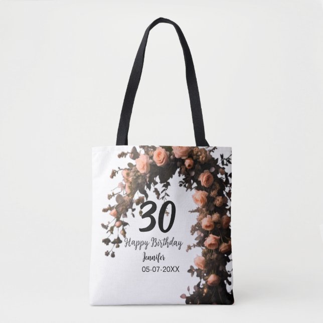 Rosa Vintage-Blume moderner 30. Geburtstag  (Vorderseite)