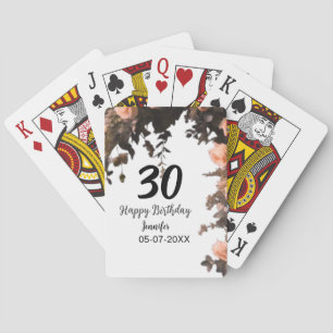 Rosa Vintage-Blume moderner 30. Geburtstag Spielkarten