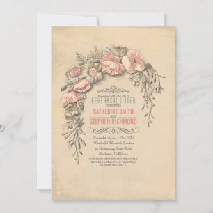 Rosa Vintage Blume schick alte Probe Abendessen Einladung