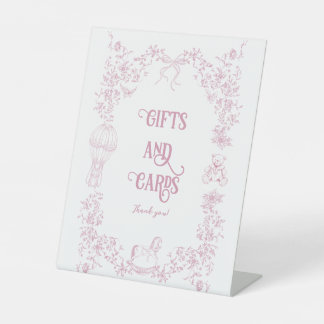 Rosa Vintage-Blumen-Babyparty-Geschenk Sockelschild