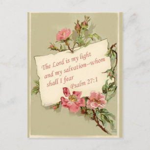 Rosa Vintage-Blumen Bibelvers Postkarte
