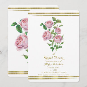 Rosa Vintage Blumen Botanisches Gold Hochzeitsdusc Einladung
