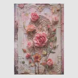 Rosa Vintage-Blumen-Grunge-Decoupage Seidenpapier