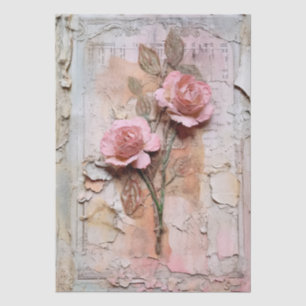 Rosa Vintage-Blumen-Grunge-Decoupage Seidenpapier