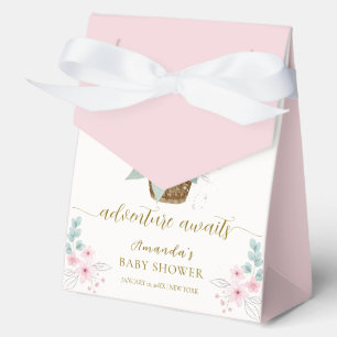 Rosa Vintage-Blumen-Heißluftballon-Baby-Party Geschenkschachtel