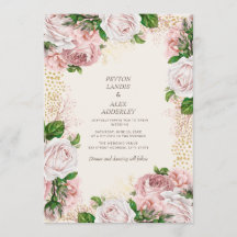 Rosa Vintage-Blumen-Hochzeit mit goldenem Glitter