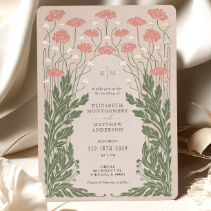 Rosa Vintage-Blumen-Hochzeit Roségold Folieneinladung