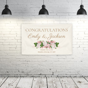 Rosa Vintage-Blumen-Hochzeitsbrause für Paare Banner