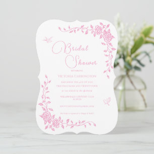 Rosa Vintage Blumendusche Einladung