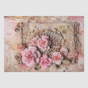 Rosa Vintage Blumengrunge Decoupage Seidenpapier