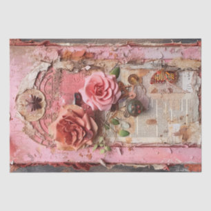 Rosa Vintage Blumengrunge Decoupage Seidenpapier