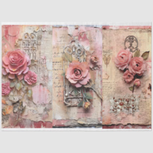 Rosa Vintage Blumengrunge Decoupage Seidenpapier
