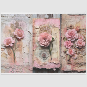 Rosa Vintage Blumengrunge Decoupage Seidenpapier