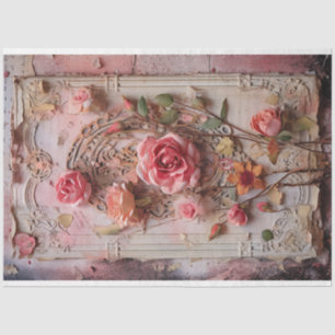 Rosa Vintage Blumengrunge Decoupage Seidenpapier