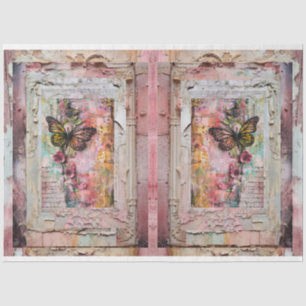 Rosa Vintage Blumengrunge Decoupage Seidenpapier