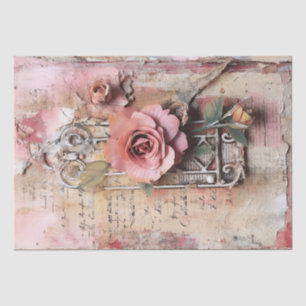 Rosa Vintage Blumengrunge Decoupage Seidenpapier