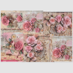 Rosa Vintage Blumengrunge Decoupage Seidenpapier