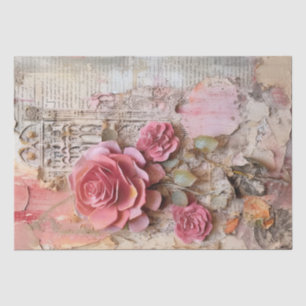 Rosa Vintage Blumengrunge Decoupage Seidenpapier