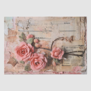 Rosa Vintage Blumengrunge Decoupage Seidenpapier