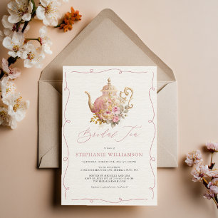 Rosa Vintage-Blumentee-Service Braut-Teeparty-Tee Einladung
