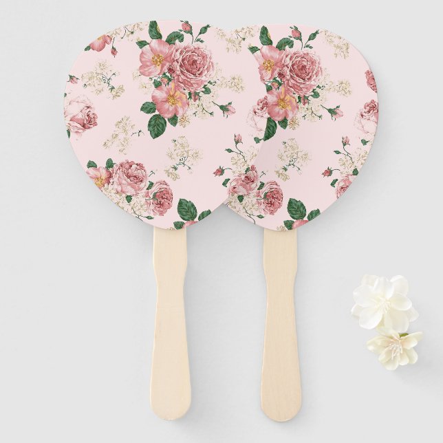 Rosa Vintage Blüte Fächer (Vorne und Hinten)