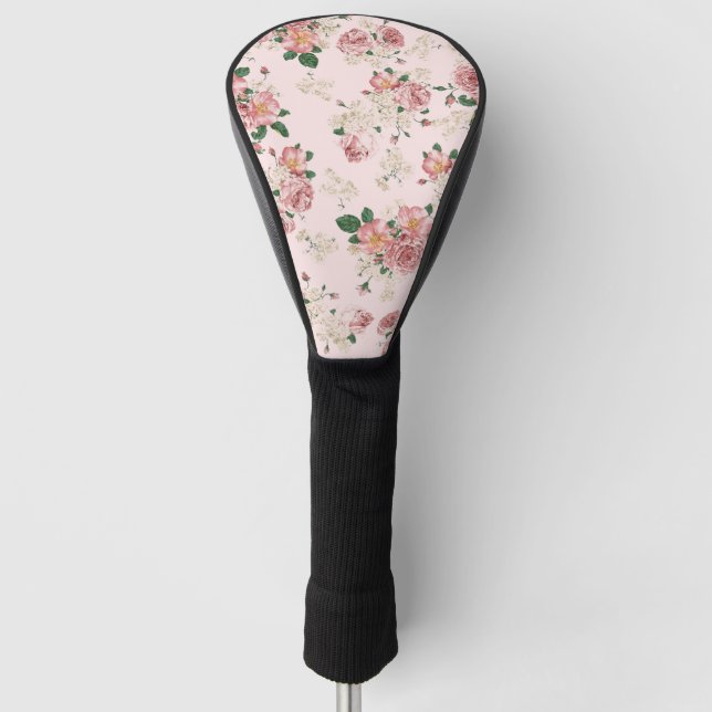 Rosa Vintage Blüte  Golf Headcover (Vorderseite)