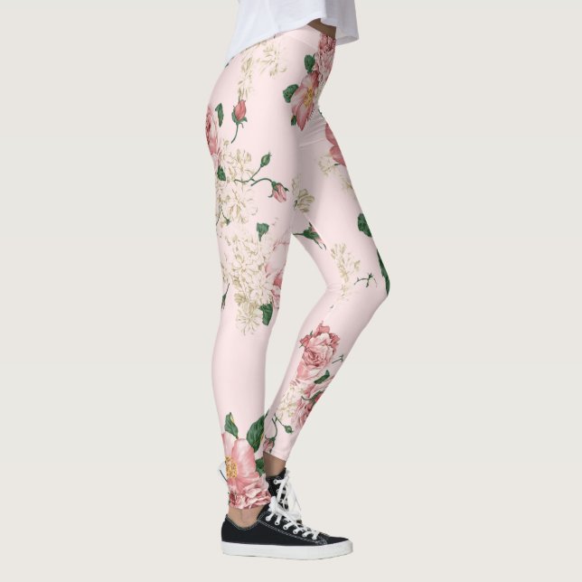 Rosa Vintage Blüte Leggings (Rechts)