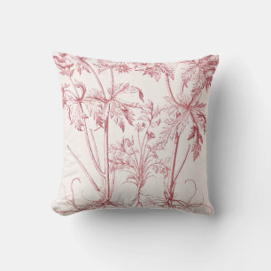 Rosa Vintage-Botanik-Art Kissen