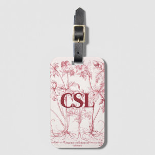 Rosa Vintage Botanische Art Monogram Gepäckanhänger