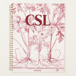 Rosa Vintage Botanische Art Monogram Planer