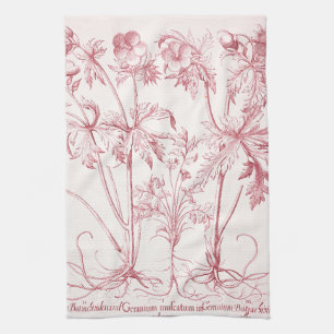 Rosa Vintage botanische Kunst Geschirrtuch
